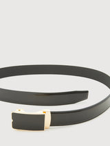 Non-Reversible Leather Belt with Gold Autolock Buckle